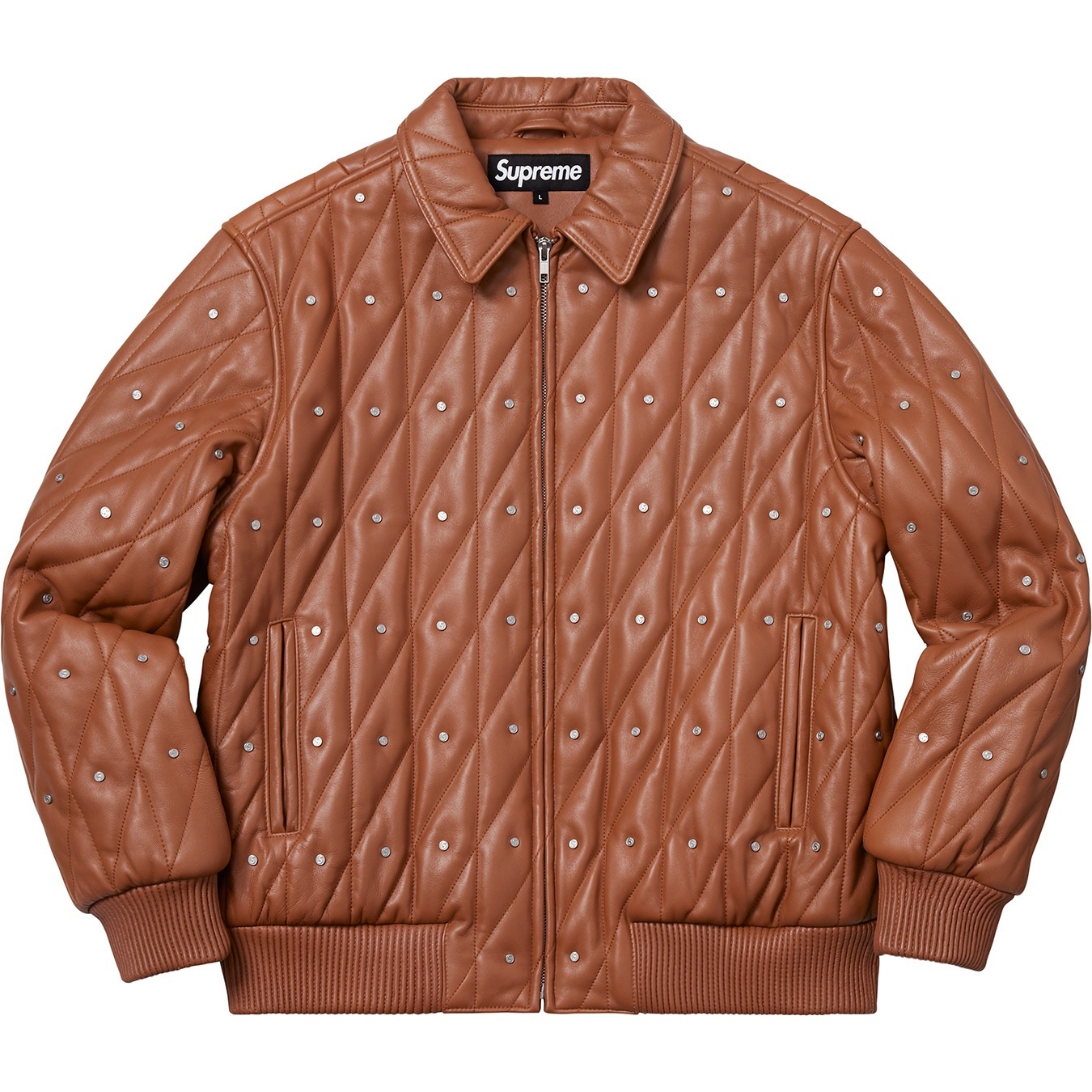 Quilted Studded Leather Jacket view 9